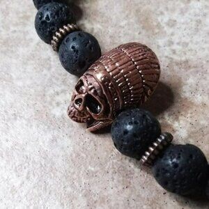 Copper Indian Chief Headdress Skull + Bones ~ Teen's Youth's Gamer's Bracelet